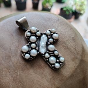 Jay King Sterling Silver Pearl Cross Pendant